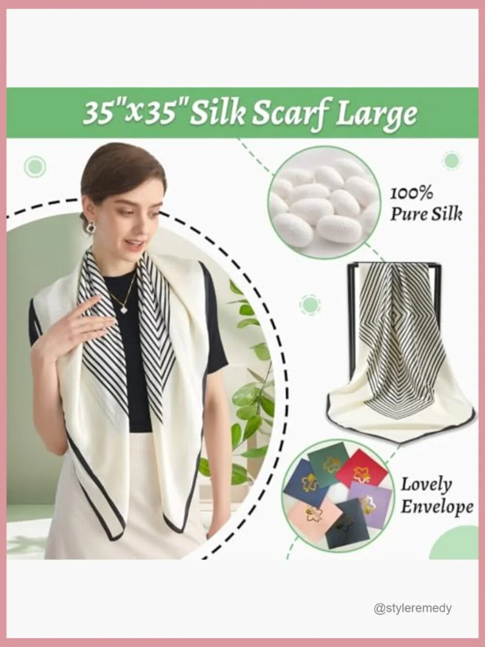 100% Mulberry Silk Square Head Scarf 35x35 Lightweight Bandana Scarf for Women
